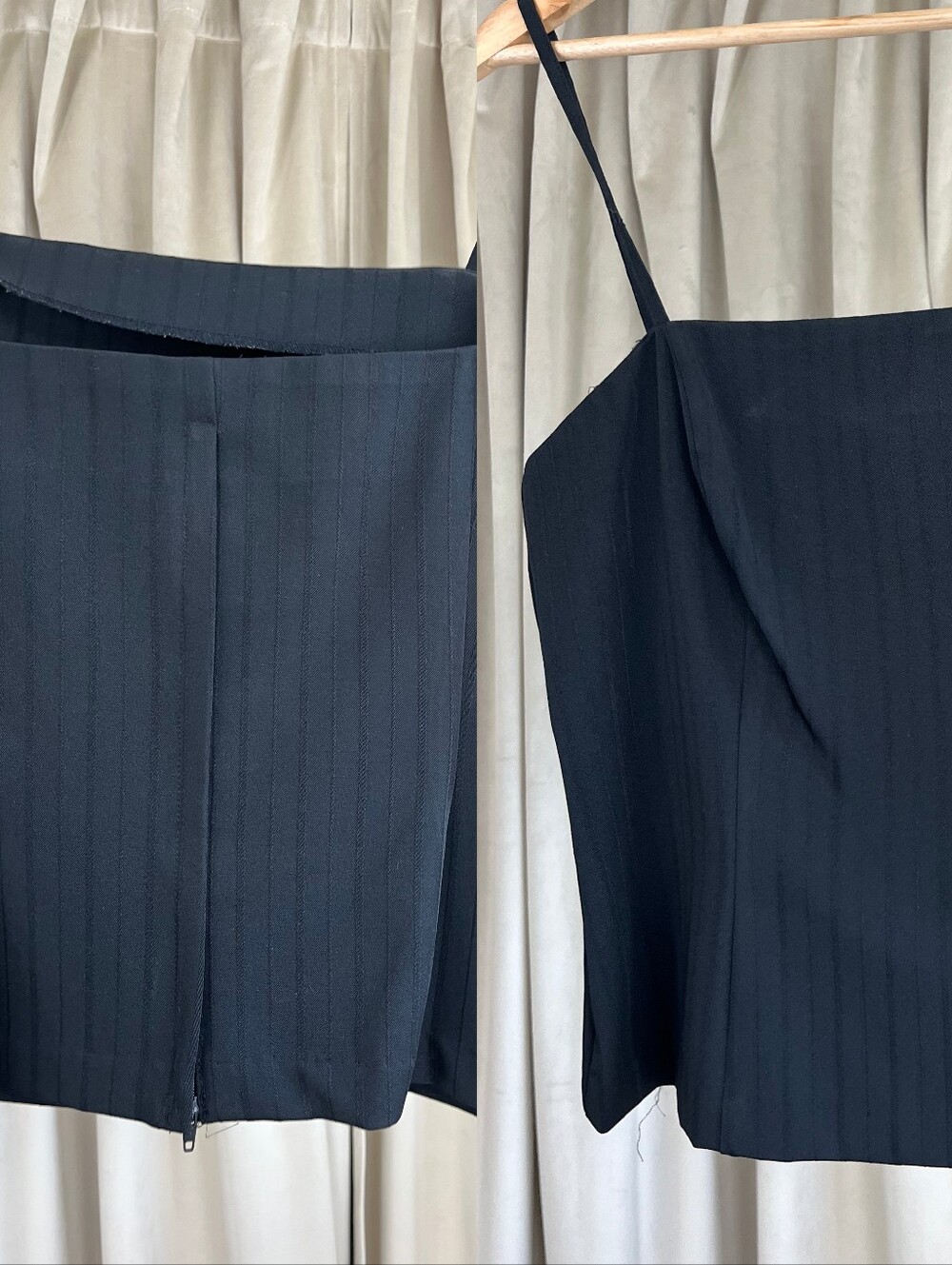 Vintage Breakin' Loose Black Pinstriped Spaghetti Strap Two-Piece Skirt Set - Picture 8 of 8